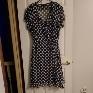 JBS Women Navy Blue And White Women's Plus 22W Polka Dot Wrap Dress